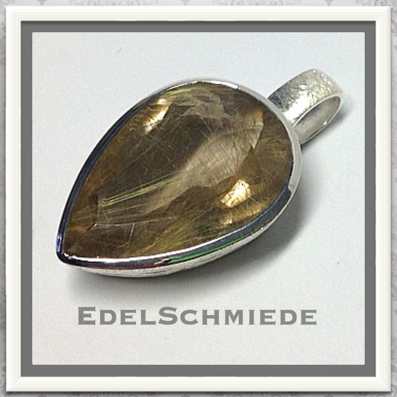 Traumhafter Anhänger 925 Silber Rutilquarz Tropfen von EdelSchmiede925