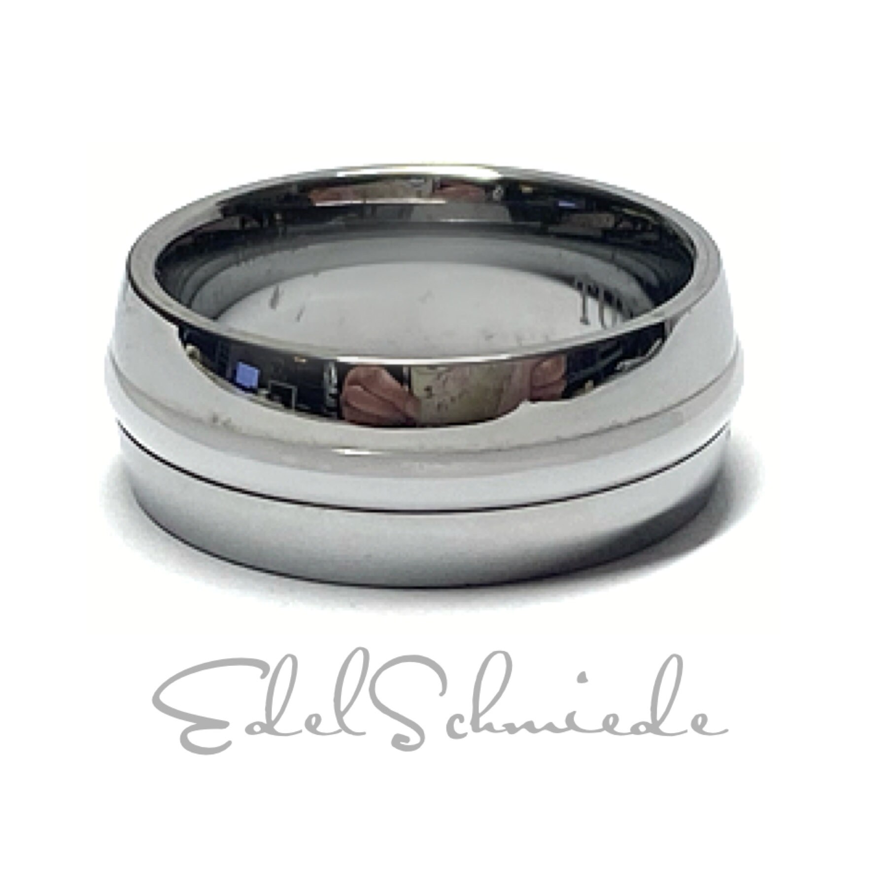 Trauring Tungsten Keramik Weiß 8mm Breit Ehering #54 von EdelSchmiede925