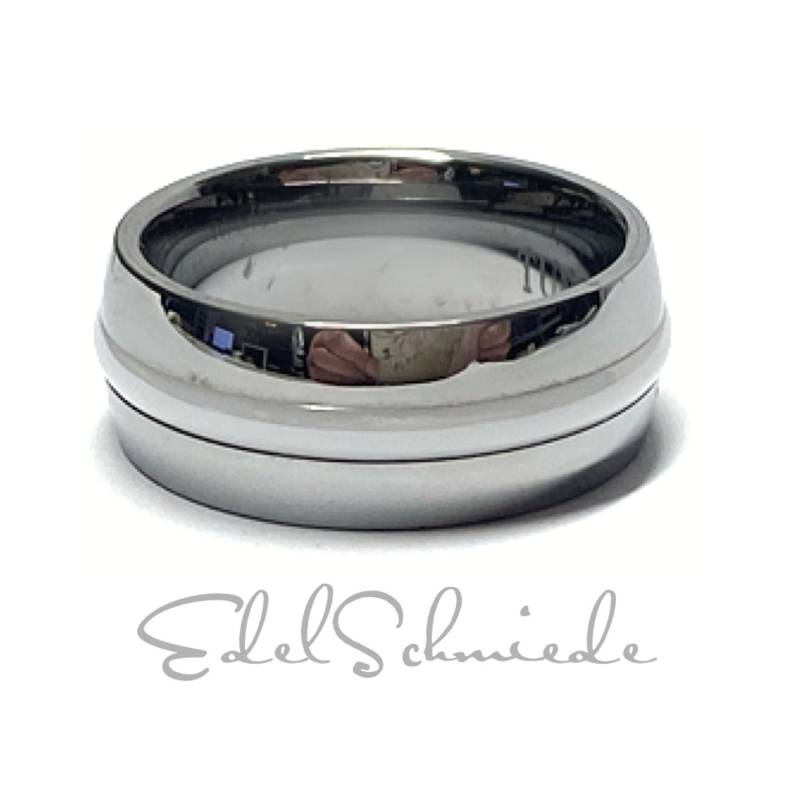 Trauring Tungsten Keramik Weiß 8mm Breit Ehering #54 von EdelSchmiede925