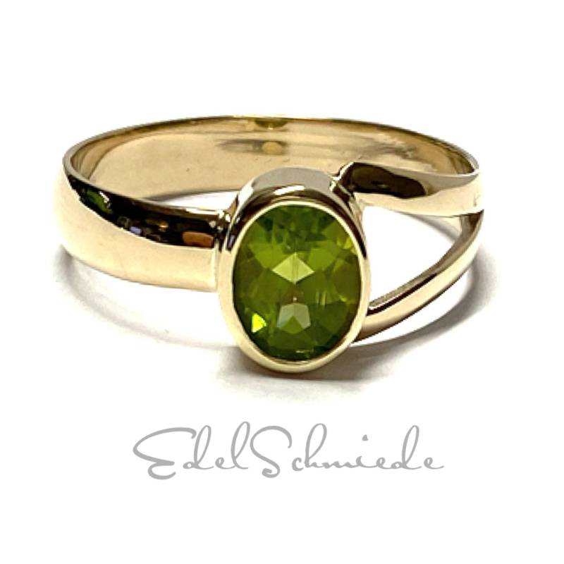 Vom Trauring Zum Schmuckring 333/ - Gelbgold Peridot Oval Facettiert Unikat #70 Xxl von EdelSchmiede925