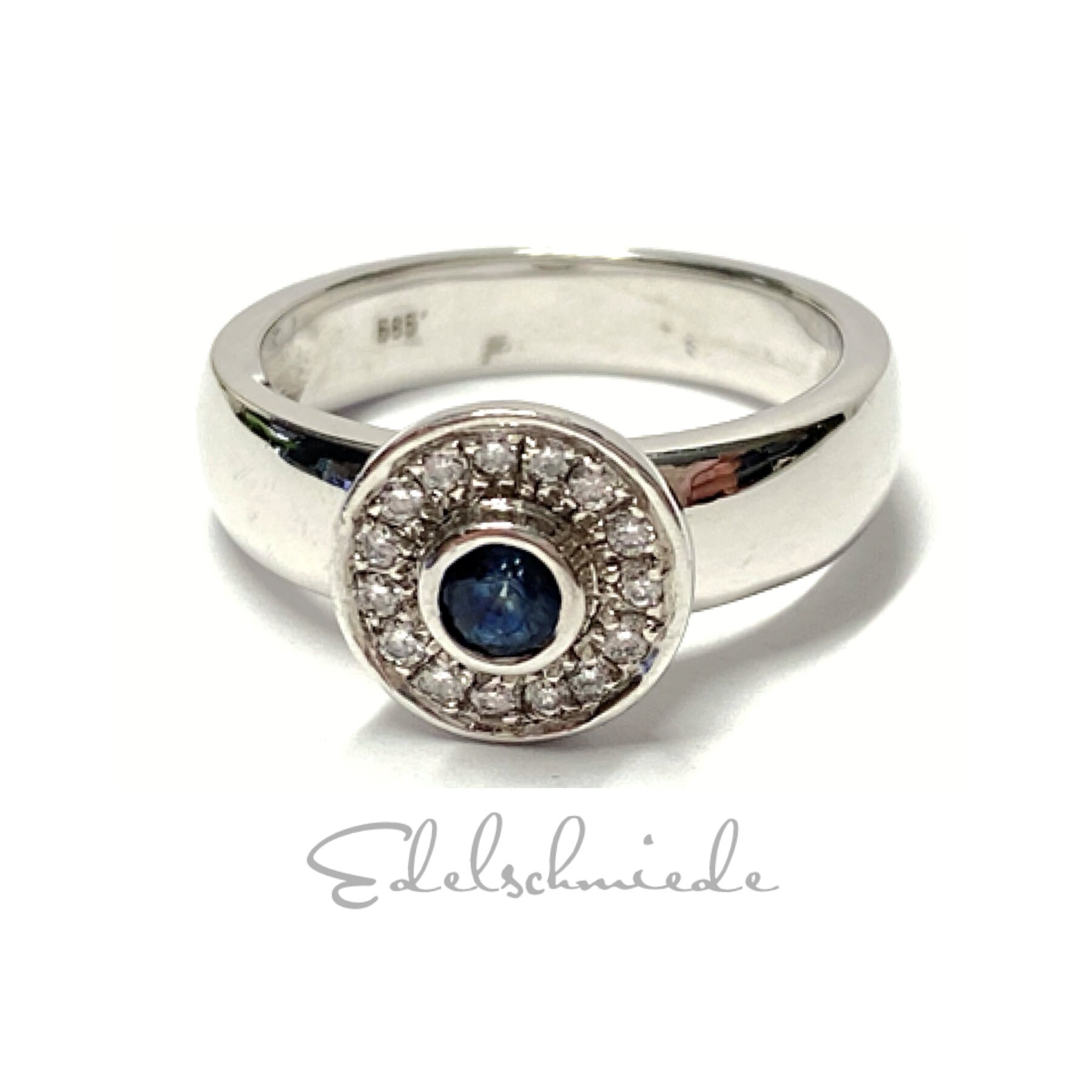 Weißgold Ring 585/ - Mit Safir Und Brillanten #54, 5 Weißgold Ring 585/ - Mit Safir Und Brillanten #54, 5 von EdelSchmiede925