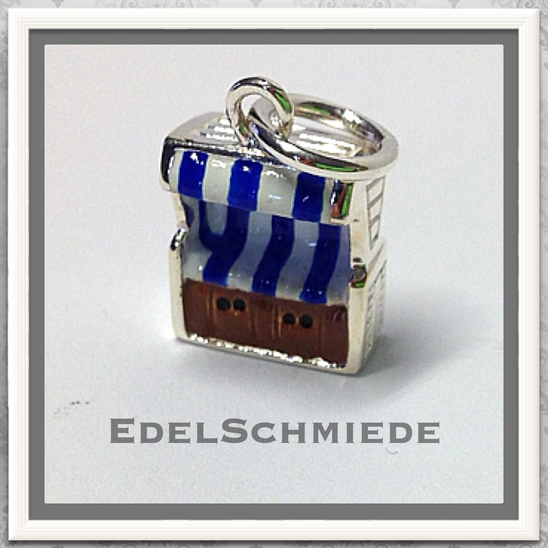 strandkorb in 925 Silber Als Anhänger Blau/Weiß strandkorb in 925 Silber Als Anhänger Blau/Weiß von EdelSchmiede925