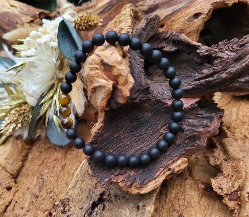 Kinderwunsch Armband Männer Mann Fruchtbarkeit Gelassenheit Energie Ruhe Onyx Tigerauge 6 Mm Perlen von EdelVibe