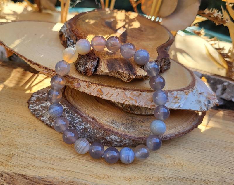 Schwangerschaftsschutzarmband Botswana Achat 8 Mm Perlen Schwangerschaft Geburt Glücksbringer von EdelVibe