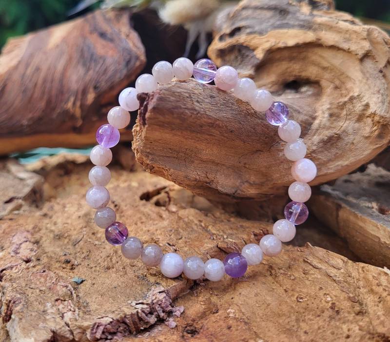 stoffwechsel Armband Amethyst Jade Kunzit 6 Mm Perlen Abnehmen Fettverbrennung Lebensenergie von EdelVibe