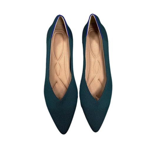 Edelaura Damen Elegante Ballettschuhe Einfarbige oder Farbblock Ballerinas Flachschuhe mit Spitzer Zehenpartie Strickschuhe mit Weichen Sohlen Freizeitschuhe Komfort und Leichte Einsteigerschuhe von Edelaura