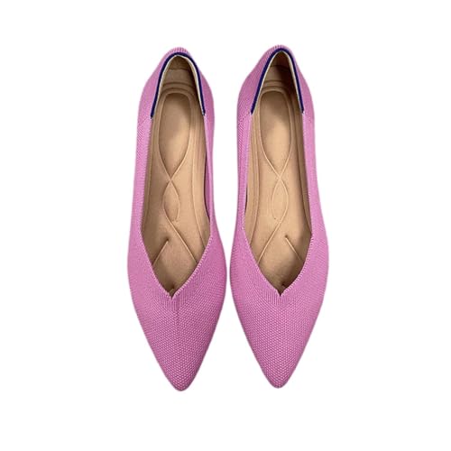 Edelaura Damen Elegante Ballettschuhe Einfarbige oder Farbblock Ballerinas Flachschuhe mit Spitzer Zehenpartie Strickschuhe mit Weichen Sohlen Freizeitschuhe Komfort und Leichte Einsteigerschuhe von Edelaura