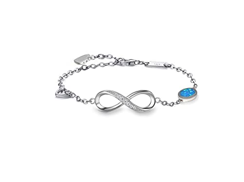 Damen Unendliche Liebe Symbol Armband 925 Sterling Silber Zirkonia Feueropal Armband | Blau Opal Armband verstellbares Charm Armband für Frauen (Ozeanblauer Opal) von Edellis