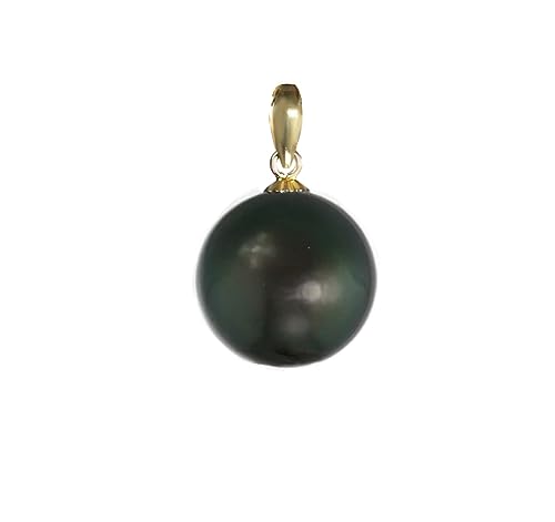 Echter Tahiti-Zuchtperlenanhänger 10-11 mm - Qualität AA Erhältlich in 14 K Gold mit oder ohne Kette (Anhänger ohne Kette) von Edellis