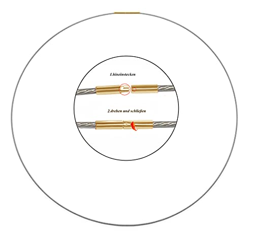 Edellis Collier Edelstahl Halsreif | Einreihiger Stahlreif mit goldplattiertem Bajonett Drehverschluß Ø 1.8 mm | Halsreif für Anhänger (42) von Edellis