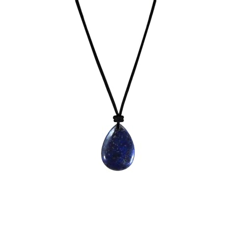 Edellis Halskette aus Edelsteine Träne der Engel Anhänger, Ziegenleder und mit 925 Sterling Silber Verschluss Hochwertiger Tropfen Anhänger (Lapislazuli) von Edellis