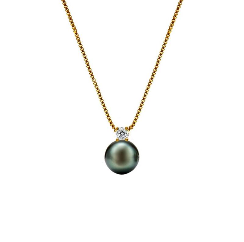 Edellis Kette mit Anhänger Damen Halskette mit Tahiti-Perle, 8-9 mm AA+ Sterling Silber 925 von Edellis