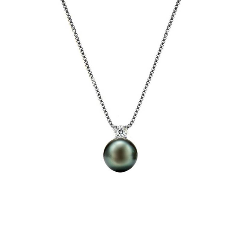 Edellis Kette mit Anhänger Damen Halskette mit Tahiti-Perle, 8-9 mm AA+ Sterling Silber 925 von Edellis