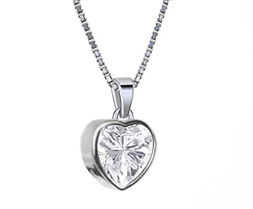 Edellis Silber 925 Herz Kette Herzkette Halskette für Damen Freundin Geschenk Silberkette mit Anhänger Silber-Schmuck Damenkette Länge wählbar (45, Silber Ankerkette) von Edellis