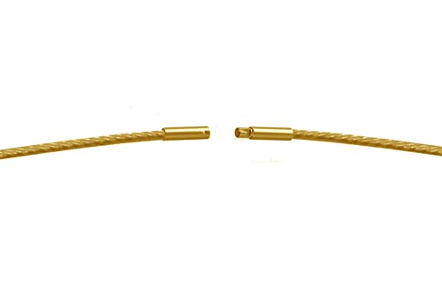 Edelstahl Collier Halsreif Vergoldet ca. Ø 1 mm Bajonett Drehverschluß Halskette Hochwertiger Edelstahlreif (45) von Edellis