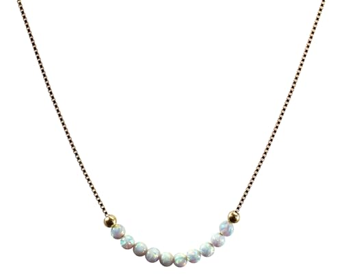 Hochwertige Halskette Mit Weißem Opal Perlen Winzige 3mm Opal Perle Minimalistischer Schmuck, vergoldete oder weiß rhodinierte 925 Sterling Silber Venezianer Box Kette von Edellis