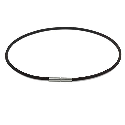 Kautschuk Halskette Halsband Kautschukband mit Edelstahl Bajonettverschluss Tunnel-Drehverschluß 1,5 mm schwarz. (40) von Edellis