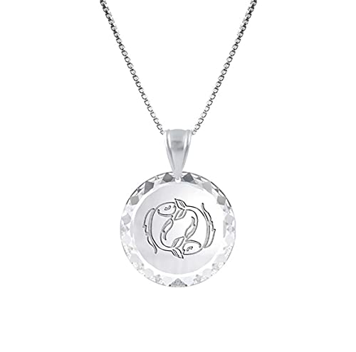Silber 925 Sterlingsilber Kette Horoskop Tierkreiszeichen Sternzeichen Tiersymbole hergestellt mit Swarovski®Kristall Anhänger. Länge wählbar (Fische 20.02.-20.03.) von Edellis
