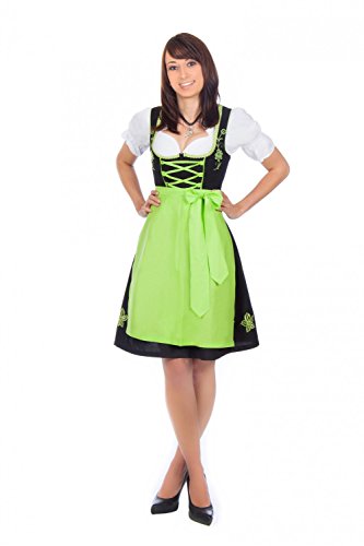 Bayerische Trachten-Dirndl Kleid 3-teilig mit Schürze + Bluse Farbe -Schwarz,34 von Edelnice Trachtenmode