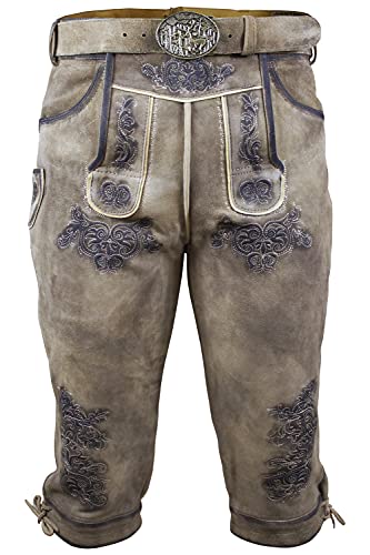 Edelnice Trachtenmode Bayerische Traditionelle Kniebund Lederhose Fred aus Ziegenleder inkl. Gürtel Gr. 48 von Edelnice Trachtenmode