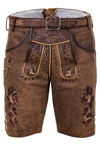 Edelnice Trachtenmode Bayerische Traditionelle Kurze Lederhose Thomas mit passendem Trachtengürtel Gr. 56 von Edelnice Trachtenmode