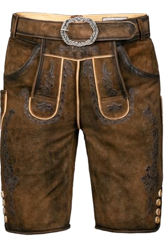 Edelnice Trachtenmode Bayerische Traditionelle Krachlederne Kurze Lederhose Erwin Siberia inkl. Gürtel Gr. 44-62 (60) von Edelnice Trachtenmode