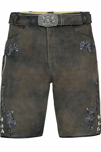 Edelnice Trachtenmode Bayerische Traditionelle Kurze Lederhose Lothar mit passendem Trachtengürtel aus Ziegenleder Gr. 44-68 (as3, Numeric, Numeric_64, Regular, Regular) von Edelnice Trachtenmode