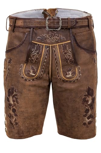 Edelnice Trachtenmode Bayerische Traditionelle Kurze Lederhose Thomas mit passendem Trachtengürtel Gr. 62 von Edelnice Trachtenmode