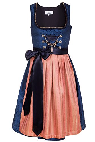 Edelnice Trachtenmode Bayerisches Damen Designer Mini Dirndl Josepha Kleid 2-teilig + Schürze Gr. US2-, 32 Königsblau von Edelnice Trachtenmode