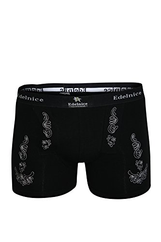 Edelnice Trachtenmode Boxershors im Lederhosen-Look versch. Farben Gr. XS-2XL (M, schwarz) von Edelnice Trachtenmode