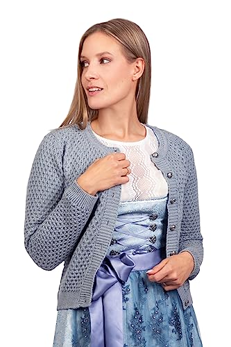 Edelnice Trachtenmode Damen Trachten Strickjacke Theresa aus Wolle in Rosa oder Anthrazit Gr. 34-48 (Strickjacke-Theresa-anthrazit, 42) von Edelnice Trachtenmode