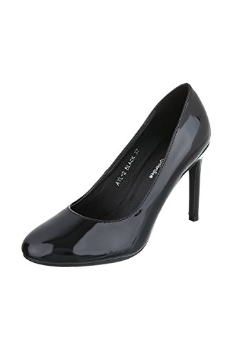 Edelnice Trachtenmode Elegante Damen Pumps High Heels in Lackoptik schwarz oder hellgrau Gr. 36-40 (36, schwarz) von Edelnice Trachtenmode