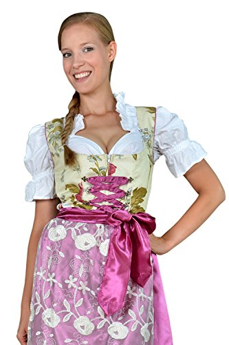 Edelnice Trachtenmode Elegantes Mini Dirndl mit Blumen Oberteil und glänzendem Rockteil inkl. Spitzenschürze 3 Gr. 34-46 von Edelnice Trachtenmode