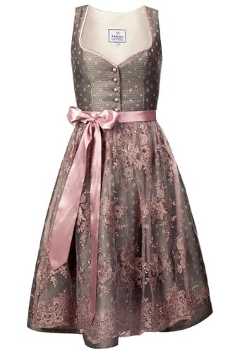 Edelnice Trachtenmode Exklusives Designer Midi Dirndl Claire mit Knopfleiste inkl. Dirndlschürze Gr. 32-54 (DE/NL/SE/PL, Numerisch, 40, Regular, Regular) von Edelnice Trachtenmode