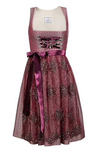 Edelnice Trachtenmode Exklusives Designer Midi Dirndl Juliette in Beere inkl. bestickter Spitzendirndlschürze Gr. 32-54 (40) von Edelnice Trachtenmode