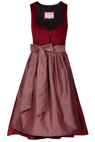 Edelnice Trachtenmode Exklusives Designer Midi Dirndl Luise Samt rot inkl. Dirndlschürze Gr. 32-54 (DE/NL/SE/PL, Numerisch, 36, Regular, Regular, rot) von Edelnice Trachtenmode