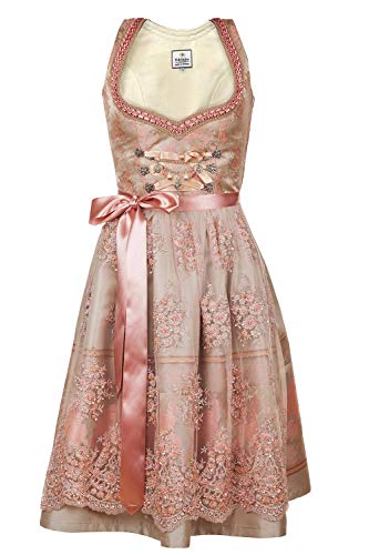Edelnice Trachtenmode Exklusives Designer Midi Dirndl Rosalie inkl. Spitzen Dirndlschürze und Charivari Gr. 32-54, Rosa, 36 von Edelnice Trachtenmode