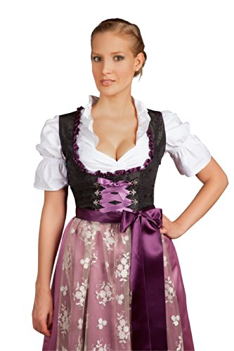 Edelnice Trachtenmode Exklusives Designer Midi Dirndl mit Spitzen Dirndlschürze Gr. 32-52, Lila, 48 von Edelnice Trachtenmode