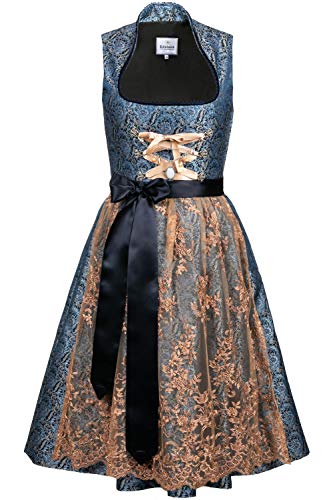 Edelnice Trachtenmode Exklusives Designer Midi Stehkragen Dirndl Estelle inkl. Spitzendirndlschürze und Charivari Gr. 32-54 (32) von Edelnice Trachtenmode