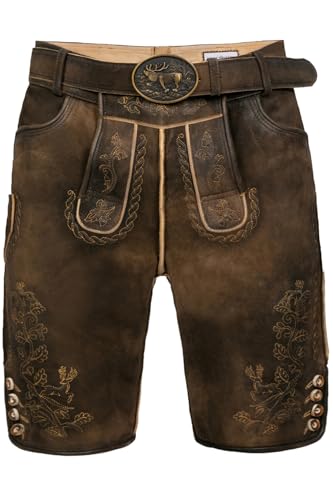 Edelnice Trachtenmode Kurze Hirsch Lederhose Josef Gr. 46-62 (DE/NL/SE/PL, Numerisch, 58, Regular, Regular, Braun) von Edelnice Trachtenmode