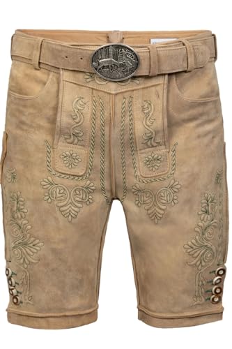 Edelnice Trachtenmode Kurze Wildbock Trachten Lederhose Adam inkl. Trachtengürtel aus Ziegenleder Gr. 44-64 (50) von Edelnice Trachtenmode