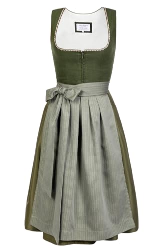 Edelnice Trachtenmode Midi Dirndl Anni aus Leinen Grün inkl. Dirndlschürze Gr. 32-54 (46) von Edelnice Trachtenmode