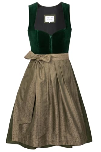 Edelnice Trachtenmode Midi Dirndl Livia Samt Grün inkl. traditioneller Dirndlschürze Gr. 32-54 (DE/NL/SE/PL, Numerisch, 44, Regular, Regular, Grün) von Edelnice Trachtenmode