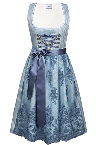 Edelnice Trachtenmode Midi Dirndl hellblau Cloe inkl. Spitzen Dirndlschürze und Charivari Gr. 38 von Edelnice Trachtenmode