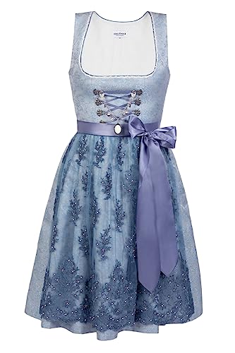 Edelnice Trachtenmode Mini Dirndl 2-teilig Cloe Pastell hellblau mit Pailletten bestickter Spitzenschürze in verschiedenen Gr. (36) von Edelnice Trachtenmode