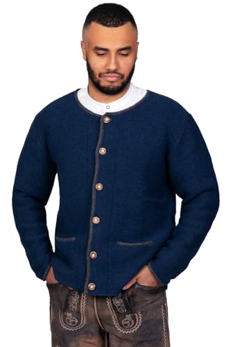 Edelnice Trachtenmode Trachten Strickjacke Felix aus Wolle in Blau oder Anthrazit Gr. 46-62 (Blau, 60) von Edelnice Trachtenmode