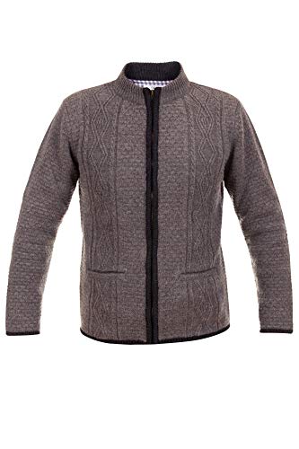 Edelnice Trachtenmode Trachten Strickjacke mit Reissverschluss in hellgrau oder anthrazit (54, hellgrau) von Edelnice Trachtenmode