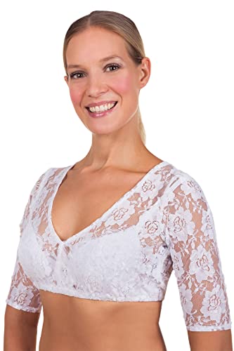 Edelnice Trachtenmode Verschiedene Dirndlblusen Modelle aus Spitze und Baumwolle Gr. 32-54, Mia Weiß, 44 von Edelnice Trachtenmode