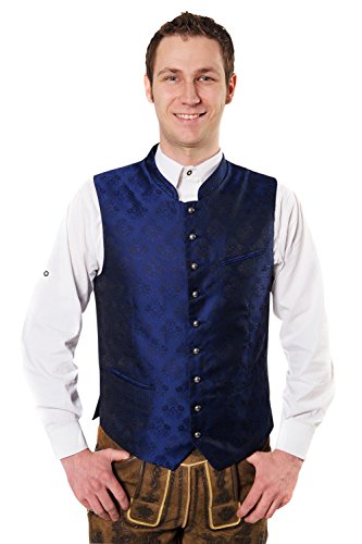 Edelnice Trachtenmode Elegante Trachtenweste Gilet Royalblau Konstantin mit traditioneller Musterung (46, Royalblau) von Edelnice Trachtenmode