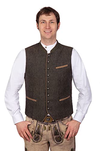 Edelnice Trachtenmode Elegante Trachtenweste Gilet aus Leinen Friedrich olivgrün Gr. 56 von Edelnice Trachtenmode